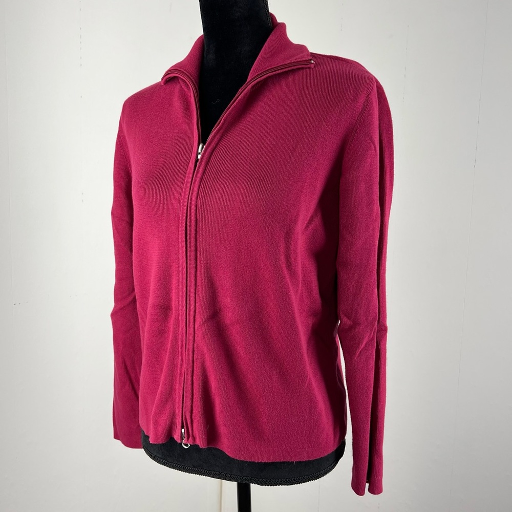 Burgundy Red Zip-Up Cardigan Size Small